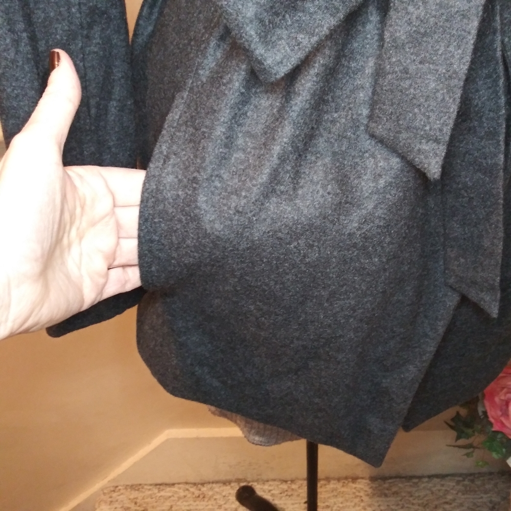 ROYL Designer Luxury Loungewear Charcoal Gray, 100% Italian Cashmere Wrap Jacket - Picture 7 of 13